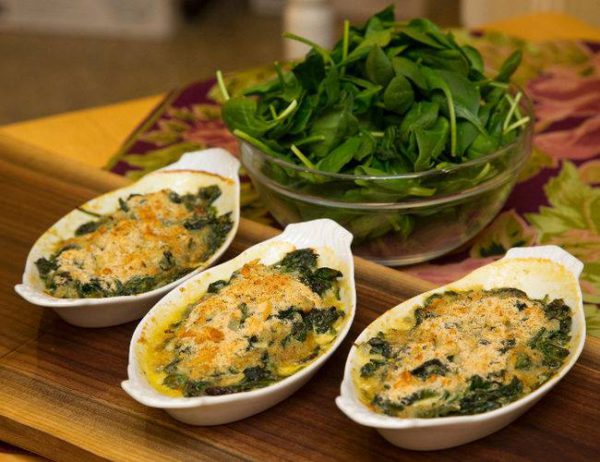 Brussels Sprouts and Spinach Gratin
